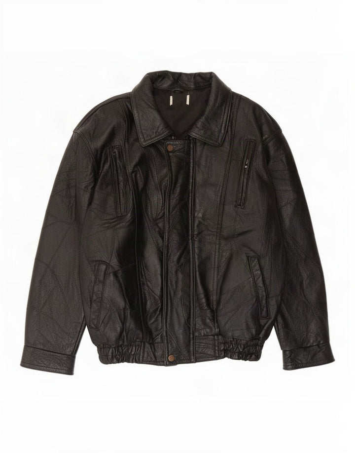 veste en cuir homme vintage UK 38 Noir Moyen