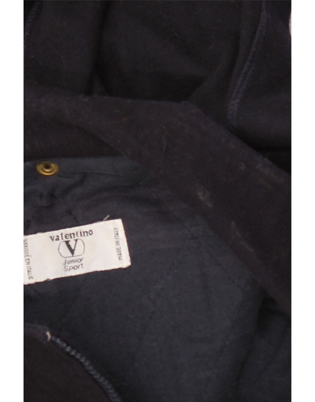 VALENTINO Boys Hooded Duffle Coat 13-14 Years Navy Blue Wool