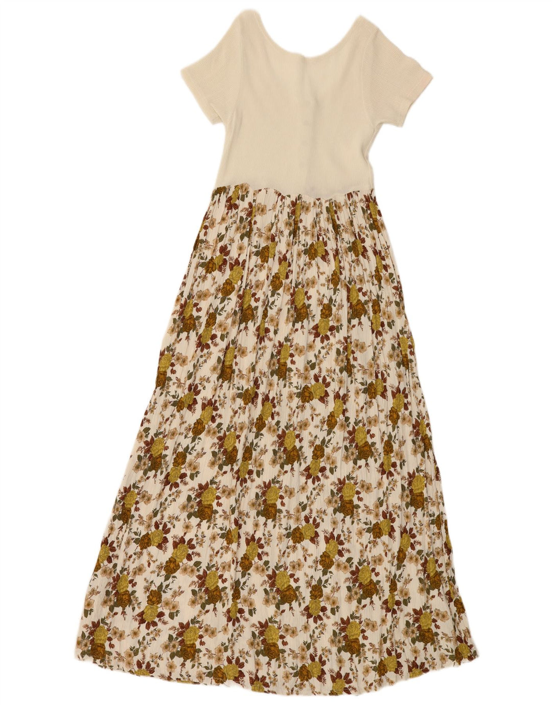 VINTAGE Robe Maxi Femme UK 4 XS Off White Floral