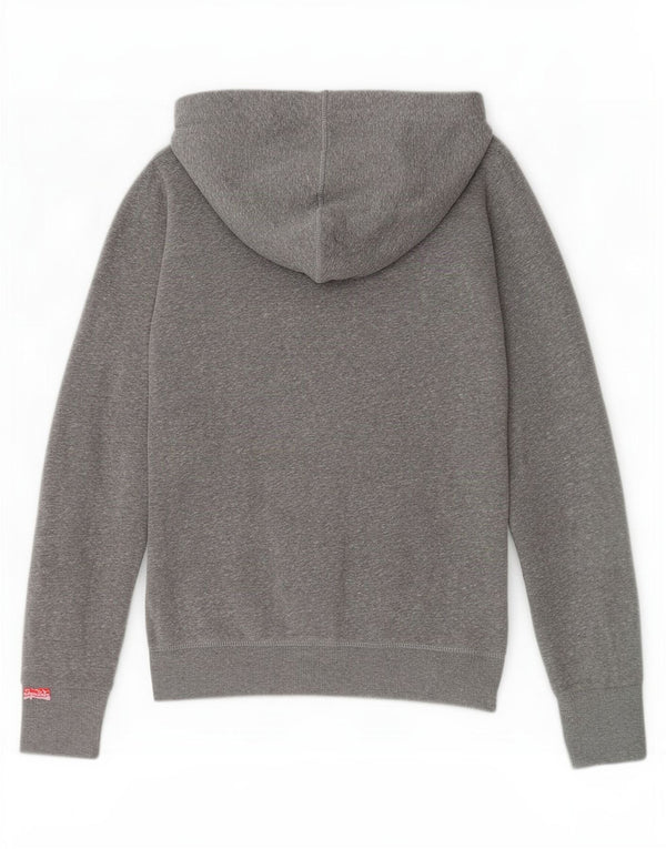 Superdry Pull à capuche zippé graphique pour femme UK 10 petit gris moucheté