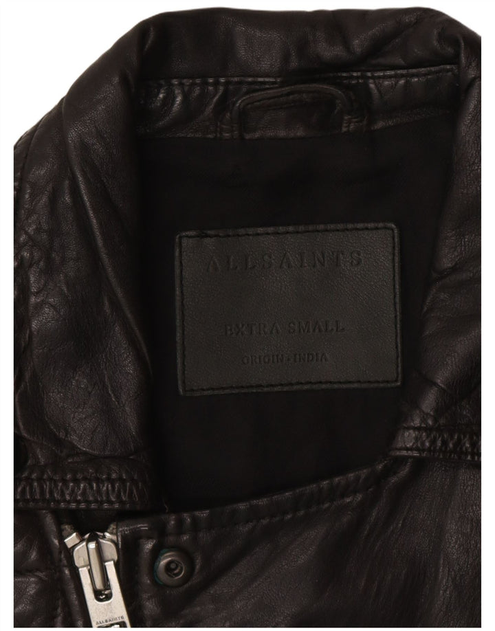 All Saints Veste de motard en cuir pour homme UK 36 Petit motard en cuir noir