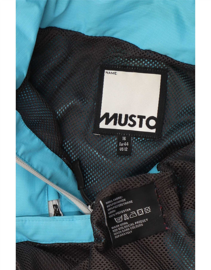 Musto Veste de pluie à capuche pour femme UK 16 Large Bleu Polyamide