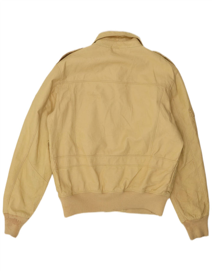 veste en cuir homme vintage IT 50 Grand cuir jaune