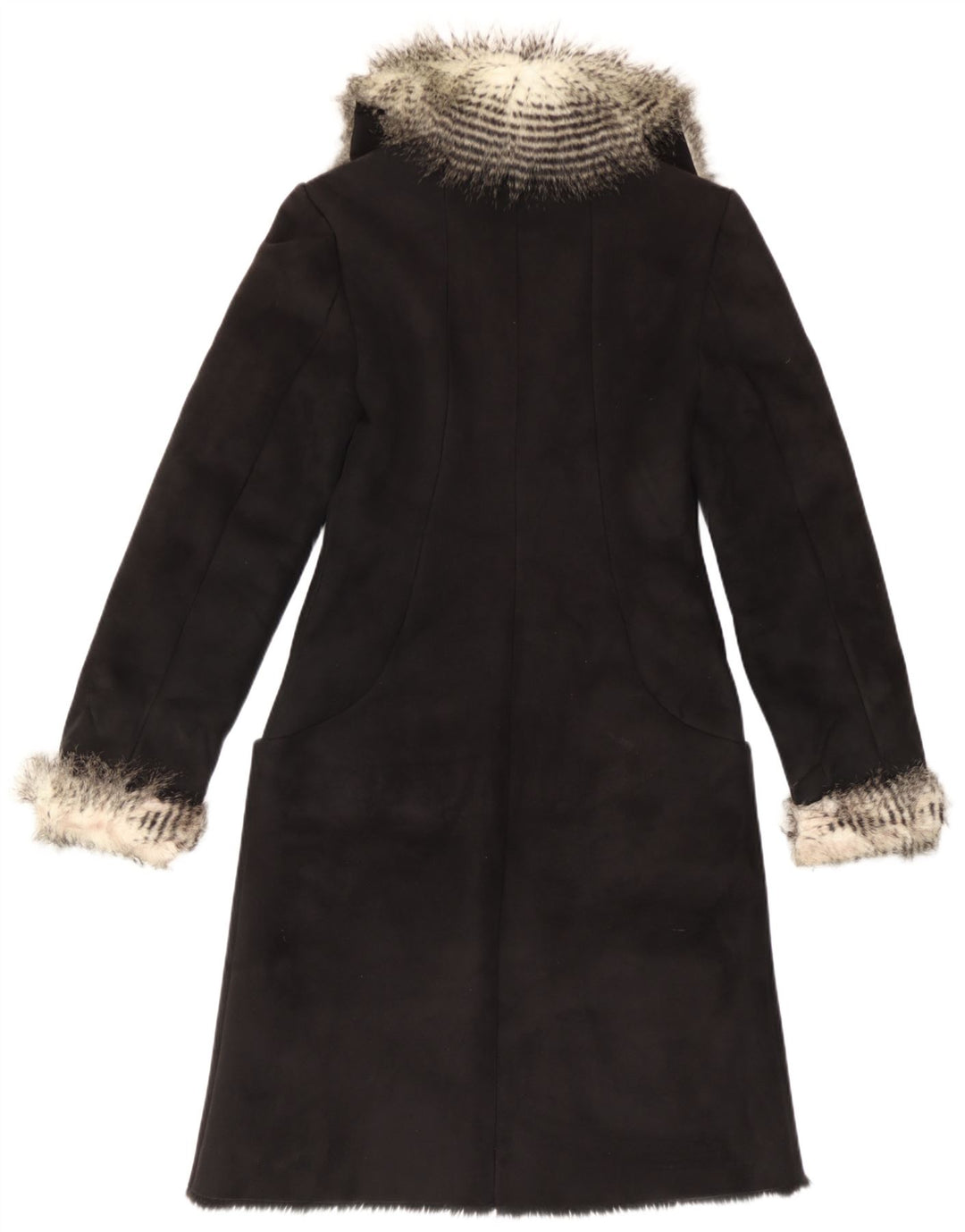 vintage Femmes Sherpa Pardessus IT 40 Petit Noir