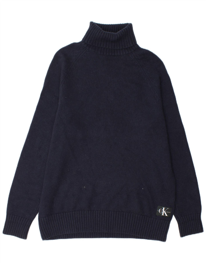 Calvin Klein Jeans Pull Col Roulé Homme Bleu Marine Moyen Coton