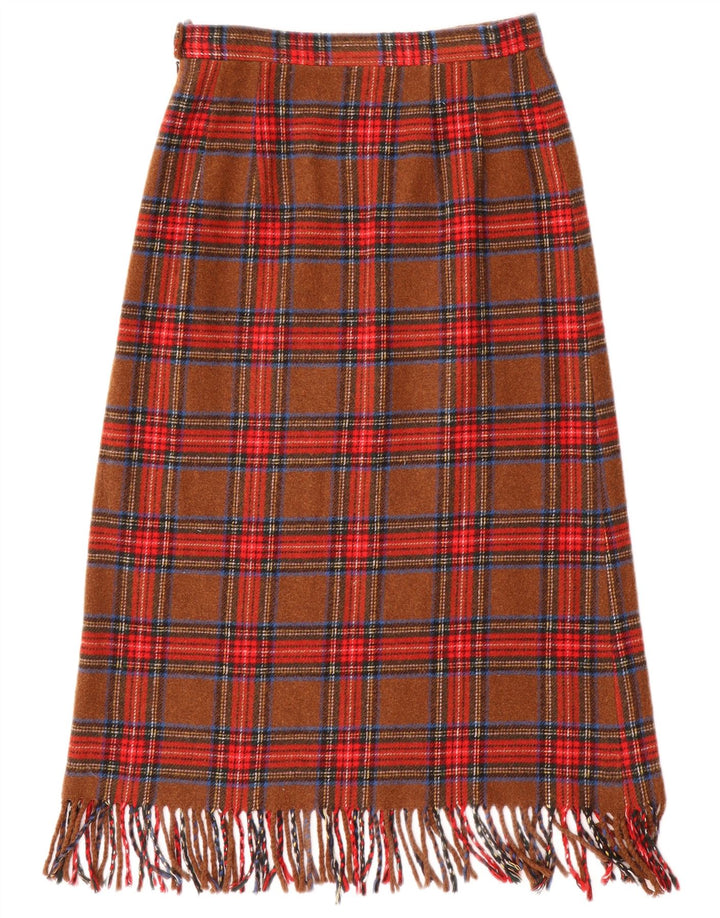 jupe trapèze femme vintage W26 petit chèque marron