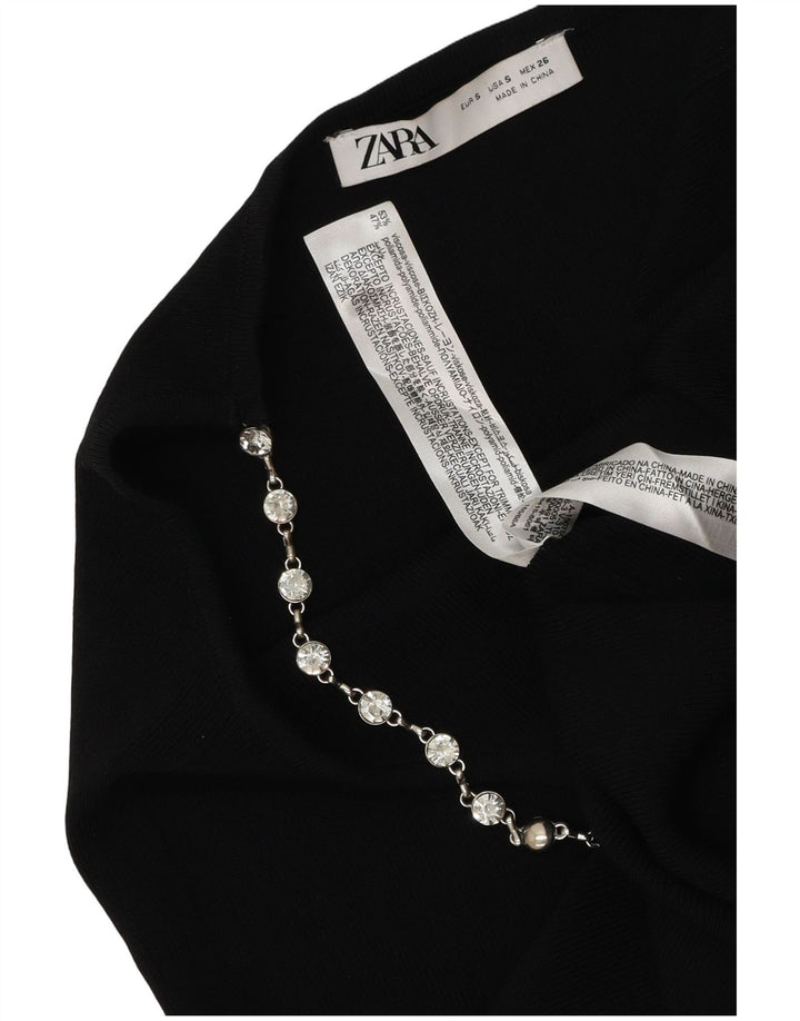 Zara Femme Robe Une Épaule UK 10 Petite Viscose Noire