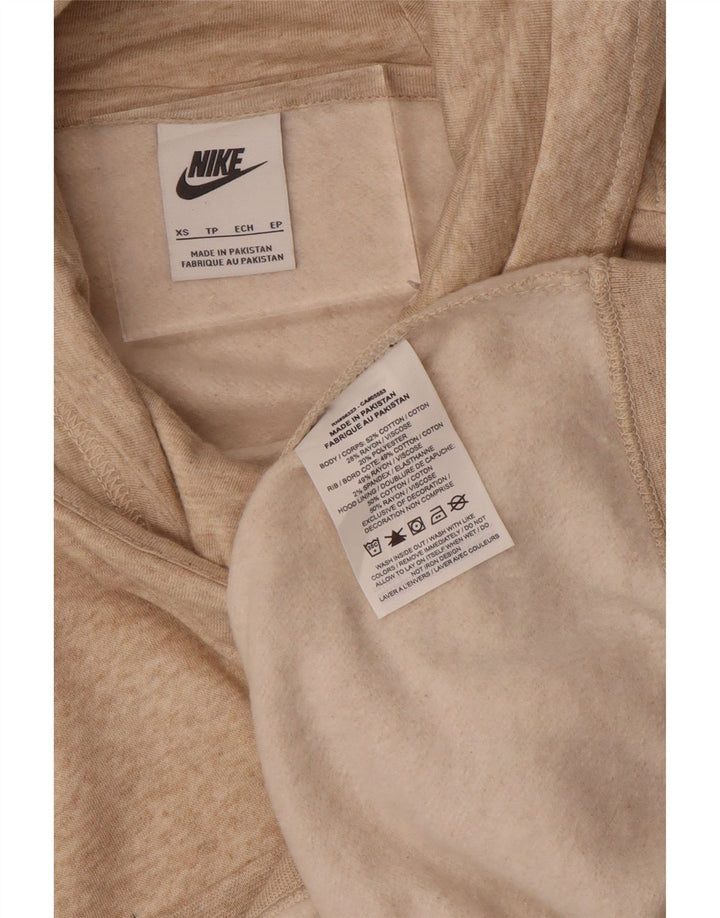 NIKE Pull à capuche pour femme UK 6 XS en coton moucheté beige