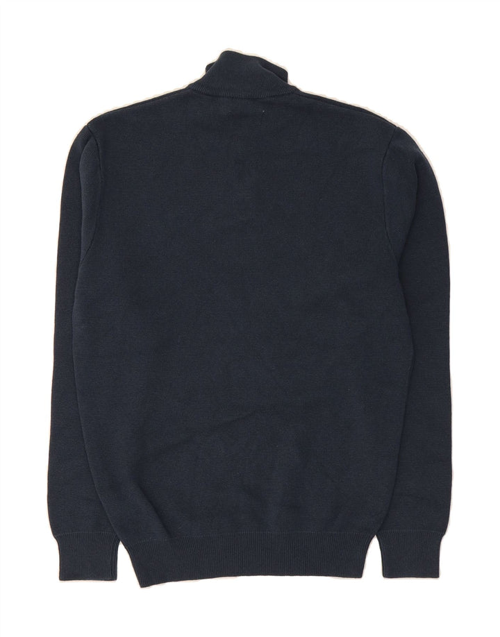 JACK & JONES Mens Zip Neck Jumper Sweater Small Navy Blue Cotton Vintage Jack & Jones and Second-Hand Jack & Jones from Messina Hembry 