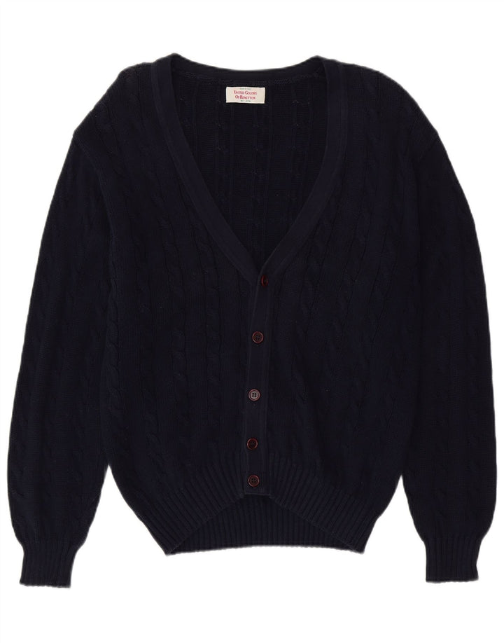 BENETTON Pull Cardigan Homme Grand Bleu Marine Coton