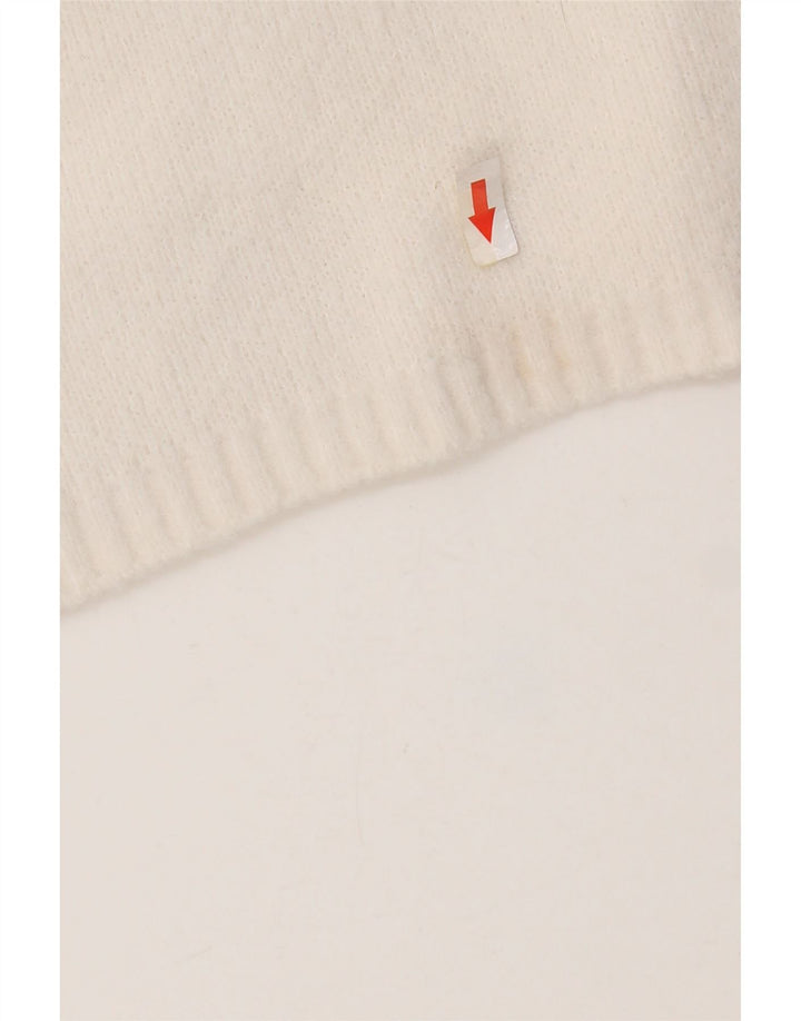 Zara Pull court à col rond pour femme UK 14 en nylon blanc moyen