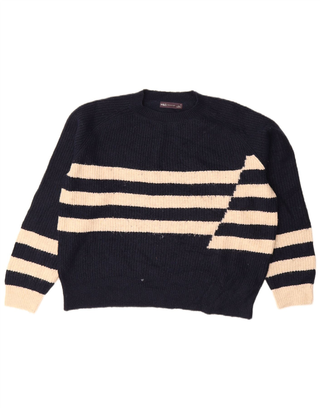 Marks & Spencer Pull à col rond pour femme UK 14 Bleu marine moyen