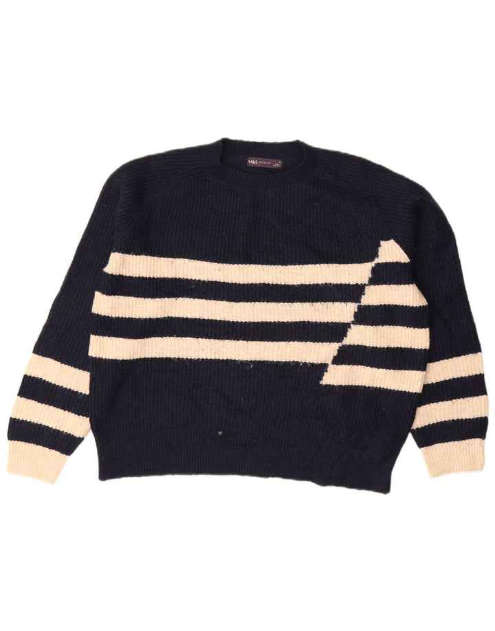 Marks & Spencer Pull à col rond pour femme UK 14 Bleu marine moyen