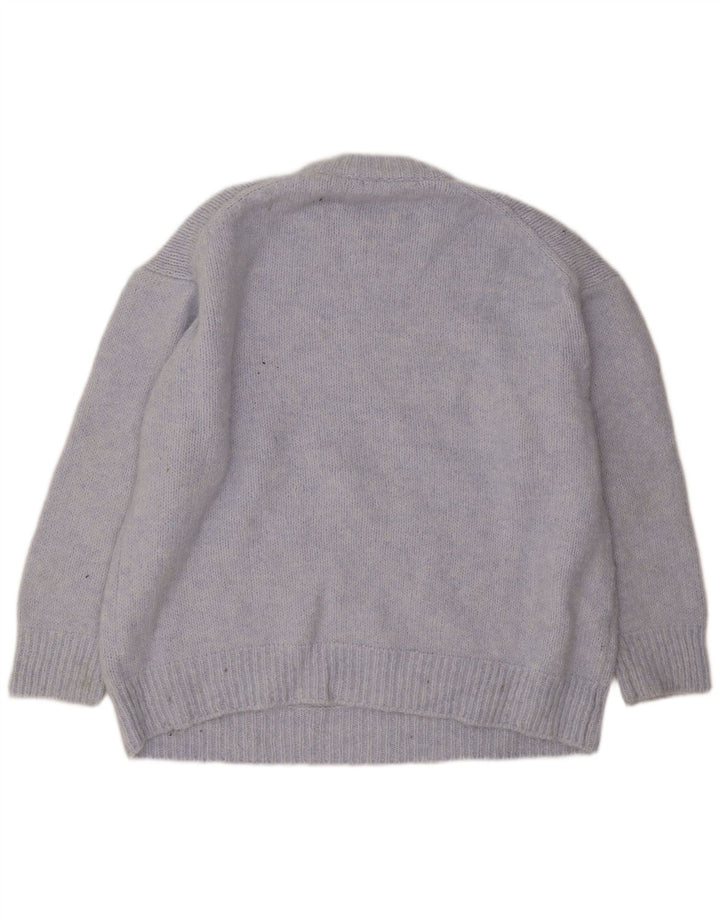 Zara Pull surdimensionné à col rond pour femme UK 18 XL Bleu Polyester