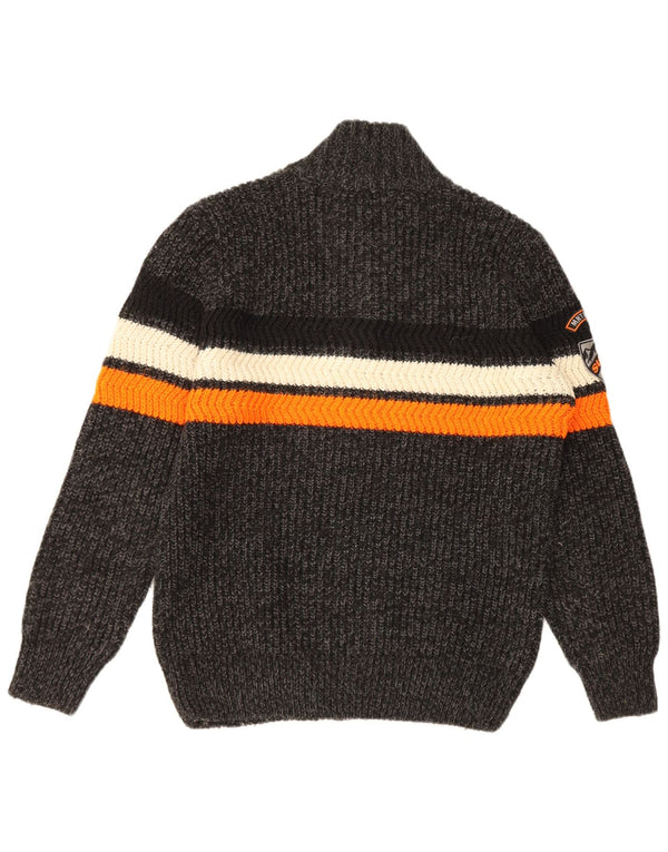 Superdry Pull col zippé pour homme 2XL Gris Rayé Acrylique