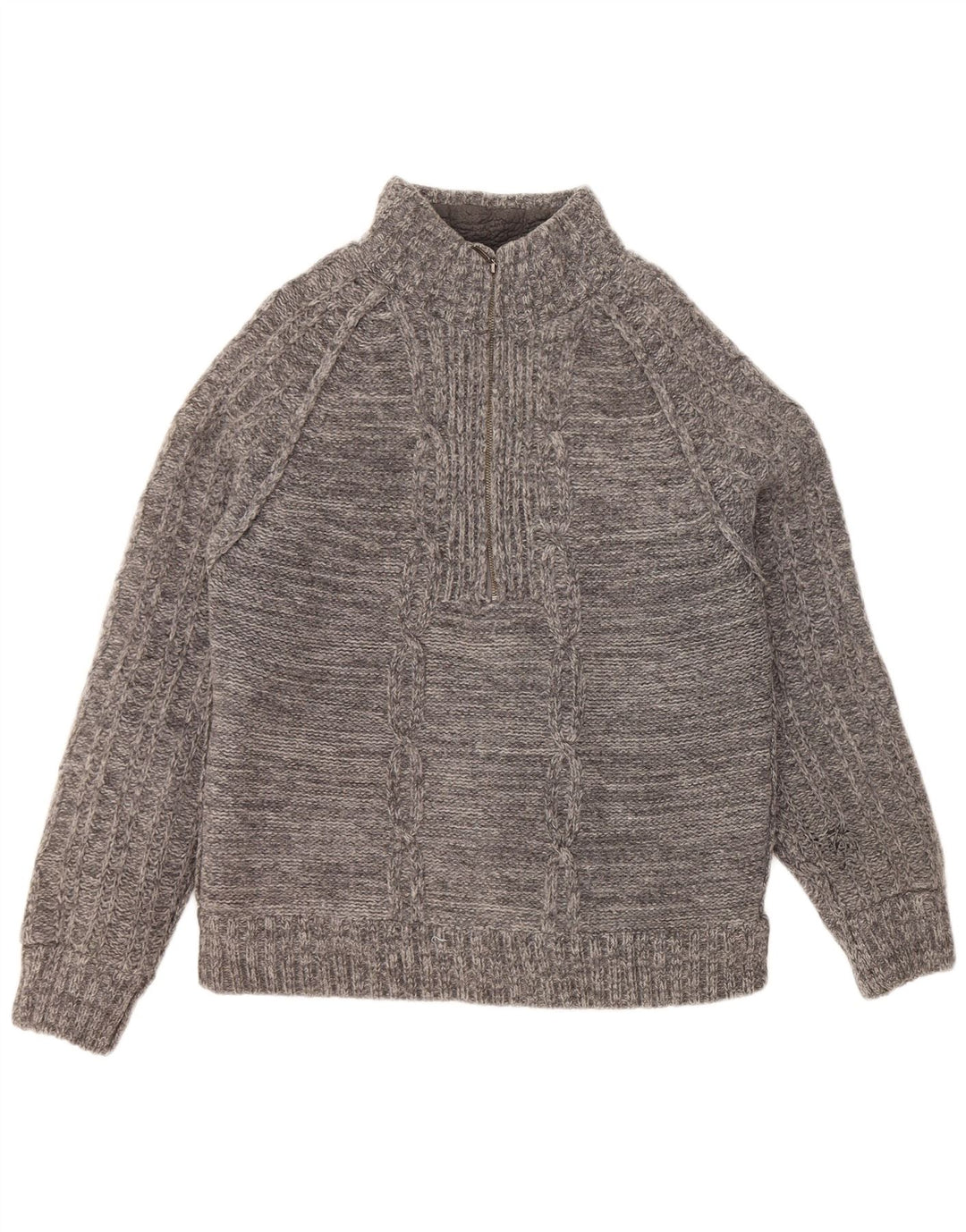 FAT FACE Pull à col zippé pour homme en laine d'agneau gris Taille L