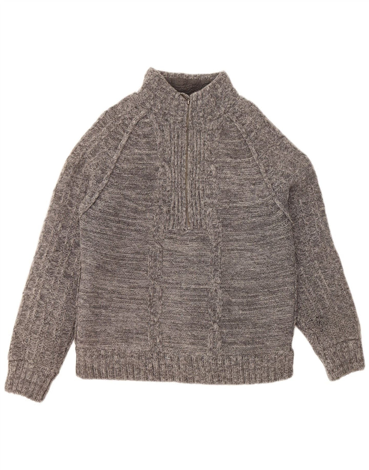 FAT FACE Pull à col zippé pour homme en laine d'agneau gris Taille L