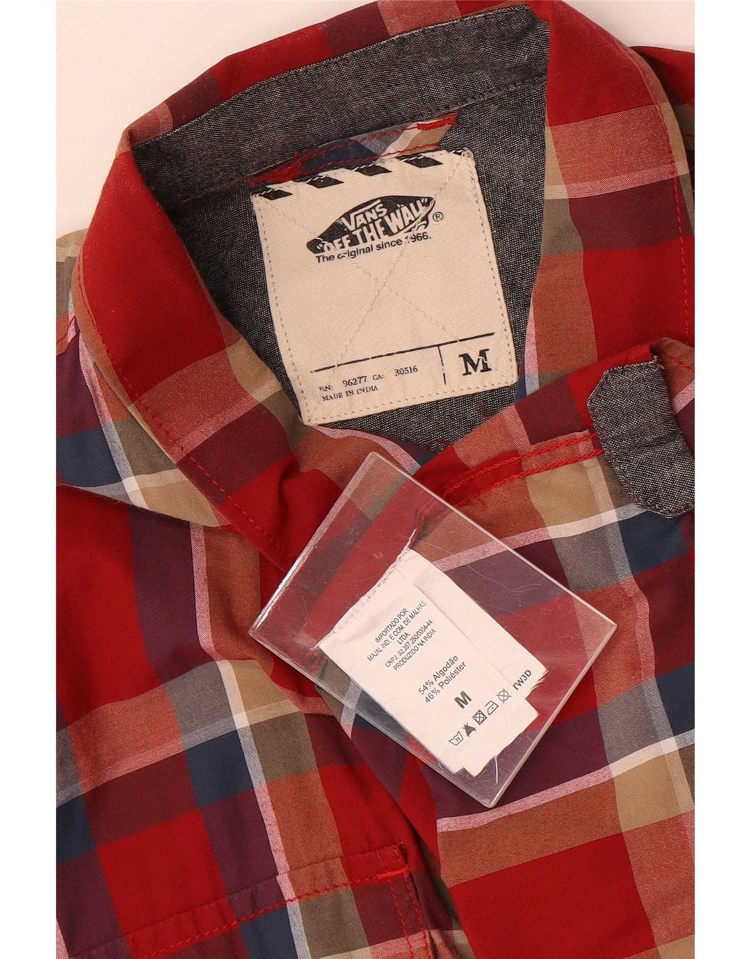 Vans Chemise à manches courtes pour homme en coton à carreaux rouge moyen