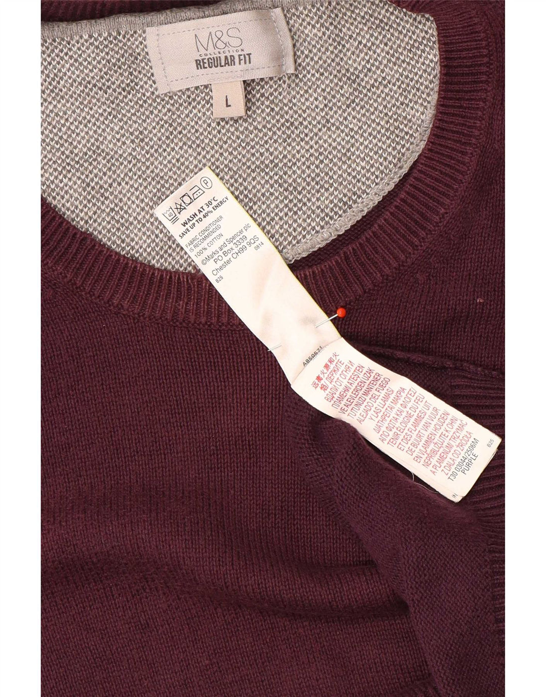Marks & Spencer Pull à col rond coupe classique pour homme Violet Taille L