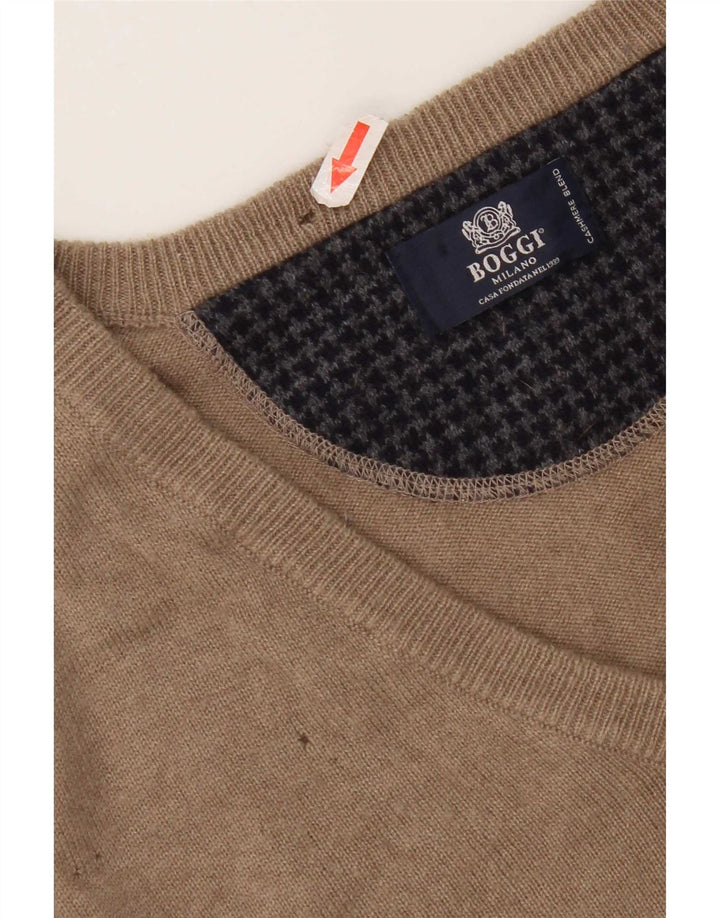 Boggi Pull col V pour homme en laine beige Taille S