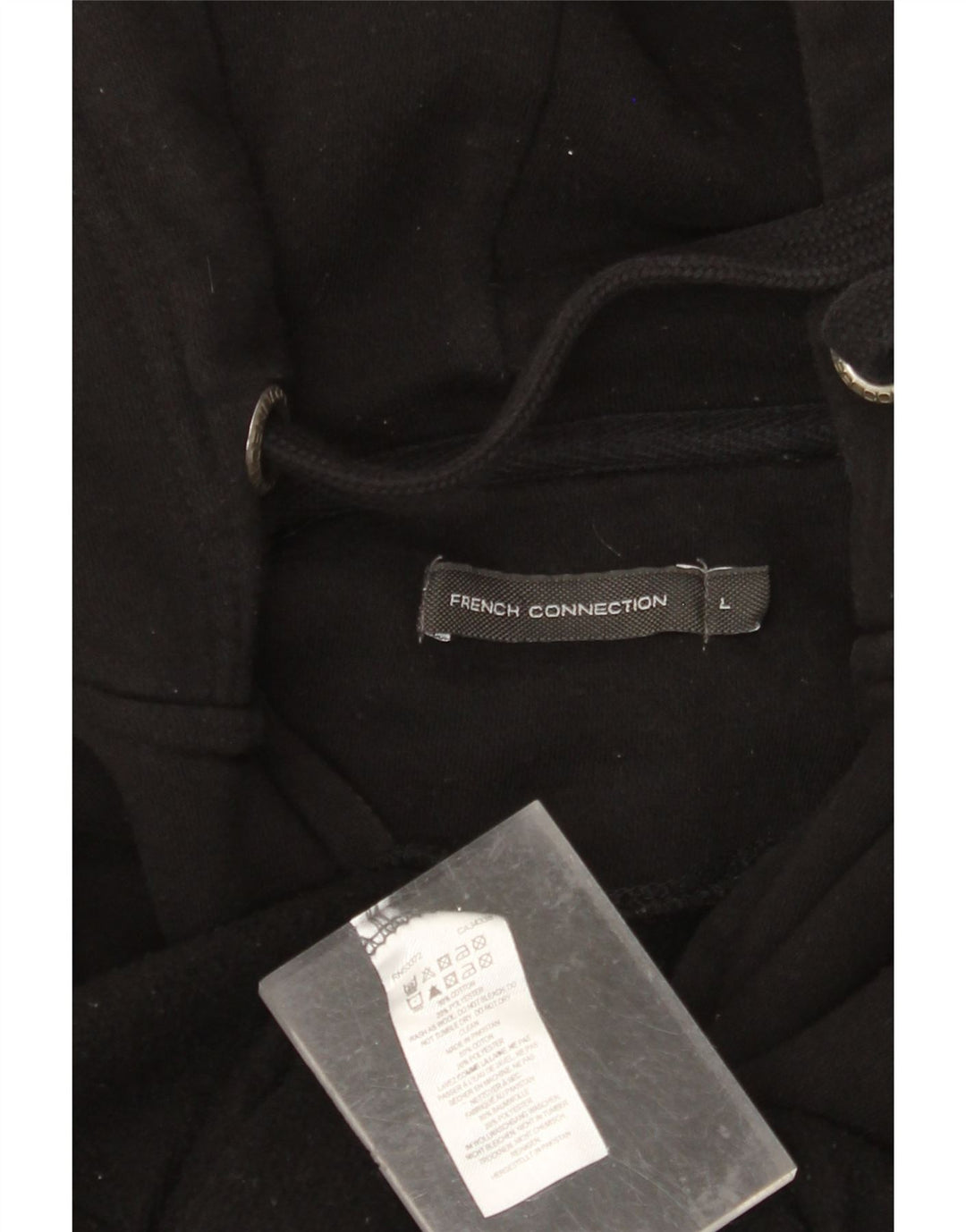 FRENCH CONNECTION Mens Zip Hoodie Sweater Large Black Cotton