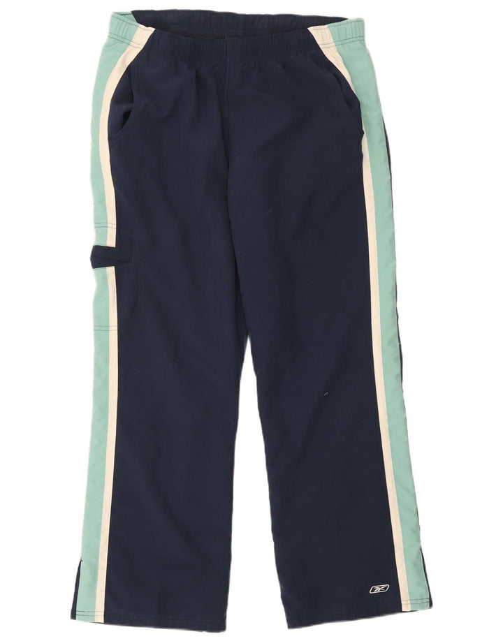 Reebok Pantalon De Survêtement Regular Femme UK 14 Large Bleu Marine Colourblock