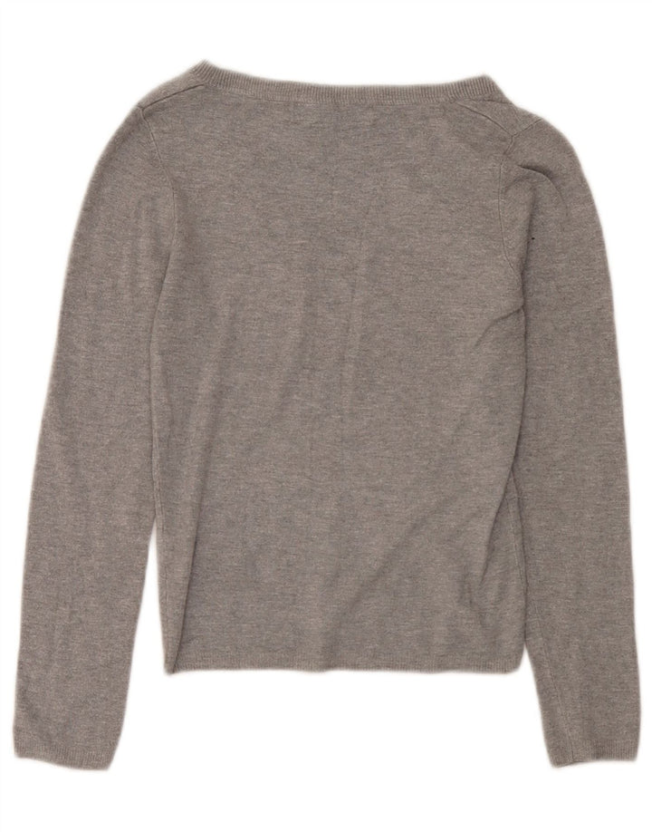 Zara Pull court à col en V pour femme UK 8 Petit Gris
