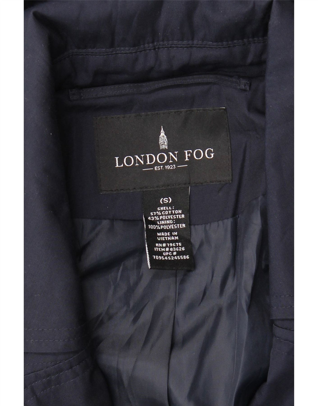 LONDON FOG Trench à capuche pour femme UK 10 Petit coton bleu marine