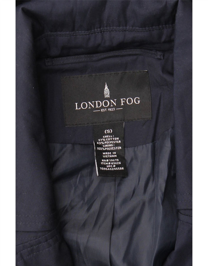 LONDON FOG Trench à capuche pour femme UK 10 Petit coton bleu marine