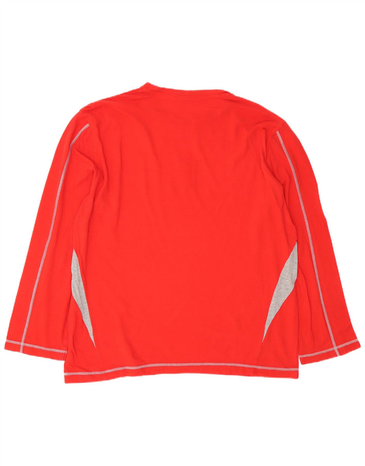 FILA Haut graphique à manches longues pour hommes en coton color block rouge grand