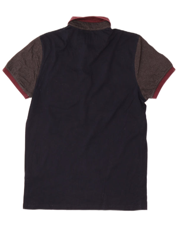 Ted Baker Polo Homme Taille 2 Petit Bleu Marine Colorblock Coton