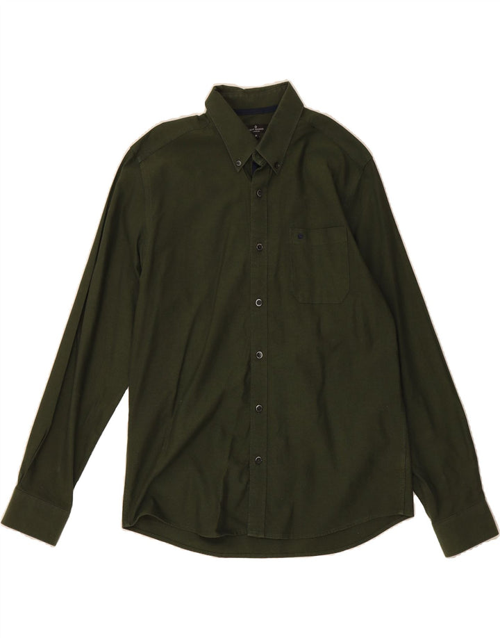 JEFF BANKS Mens Shirt Medium Khaki Cotton Vintage Jeff Banks and Second-Hand Jeff Banks from Messina Hembry 