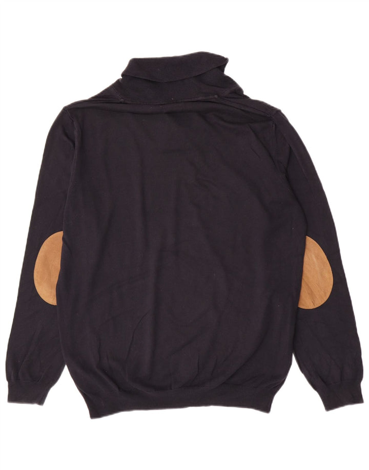 Zara Homme Col Châle Pull Pull Large Bleu Marine Coton