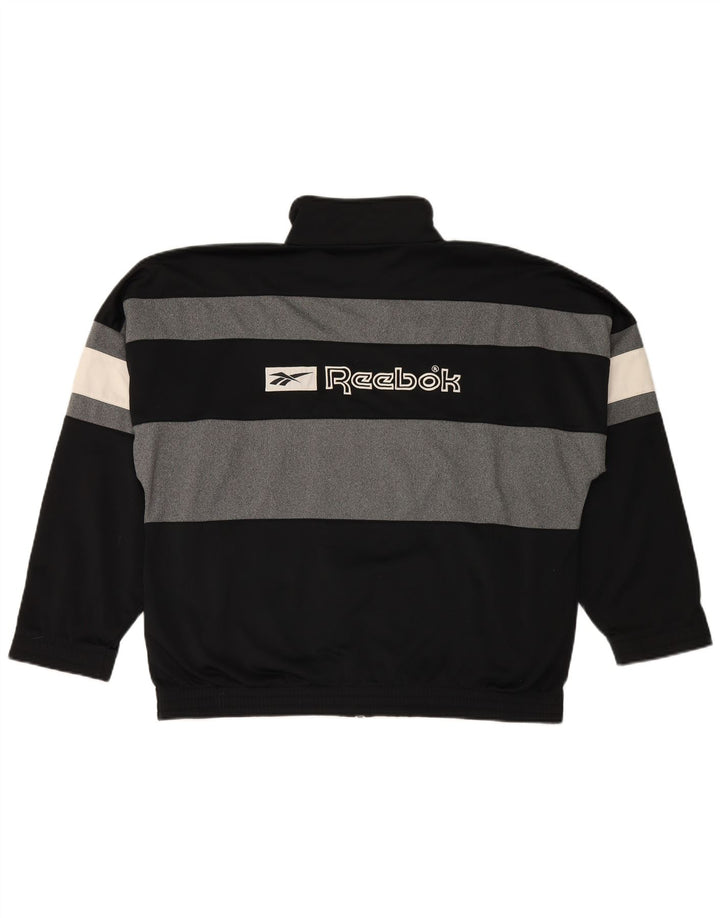 REEBOK Veste de survêtement graphique coupe ample pour hommes, petit, noir, colour block