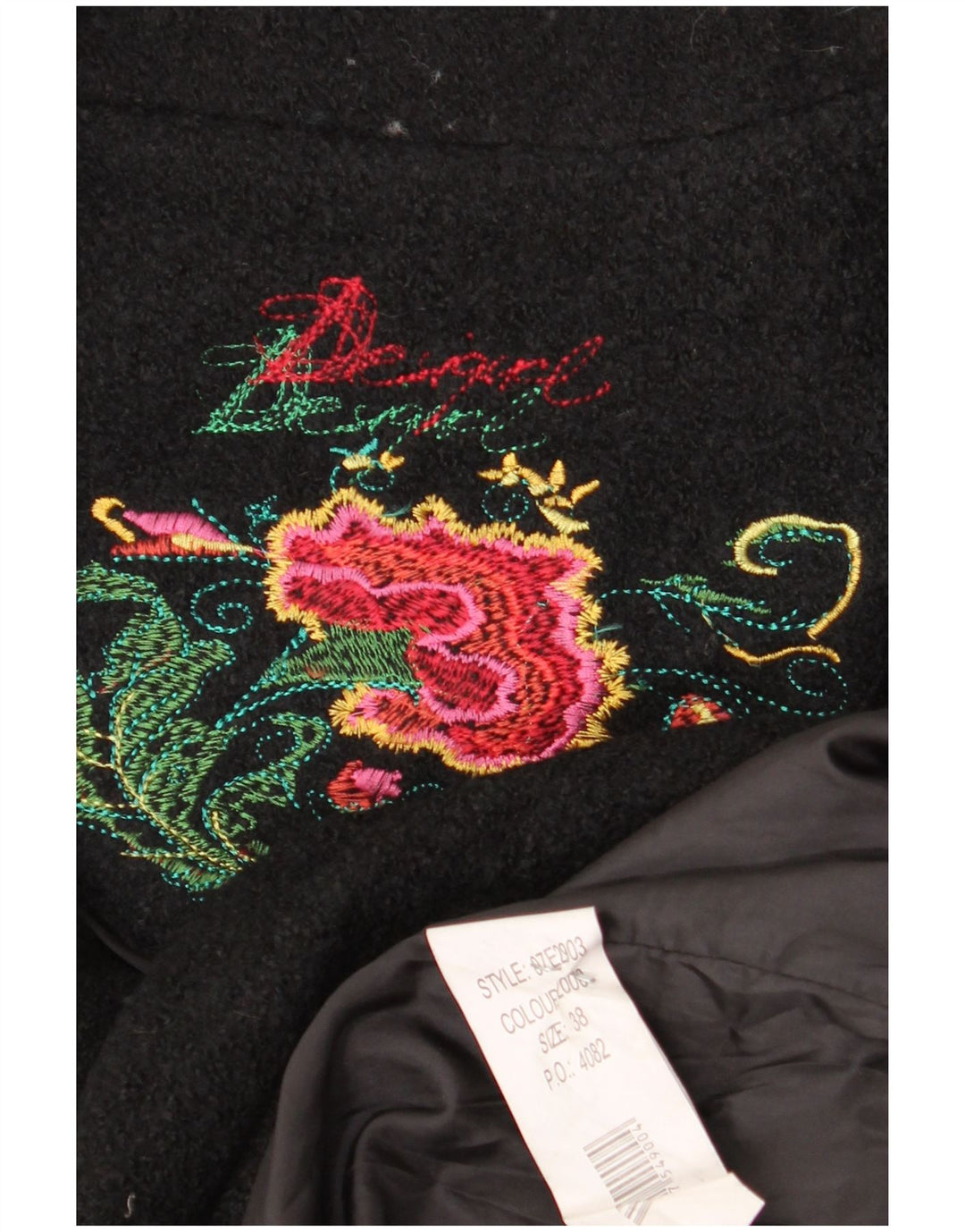 Desigual Pardessus graphique pour femme EU 38 Viscose florale noire moyenne