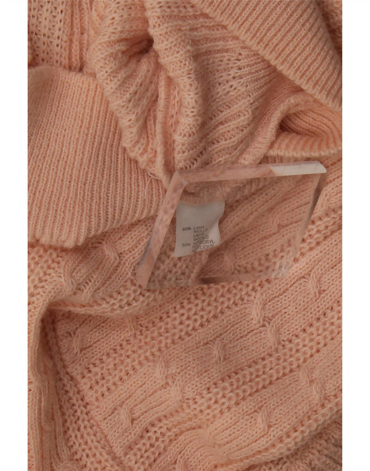 VINTAGE Femme Turtle Neck Jumper Pull UK 12 Laine Rose Moyenne