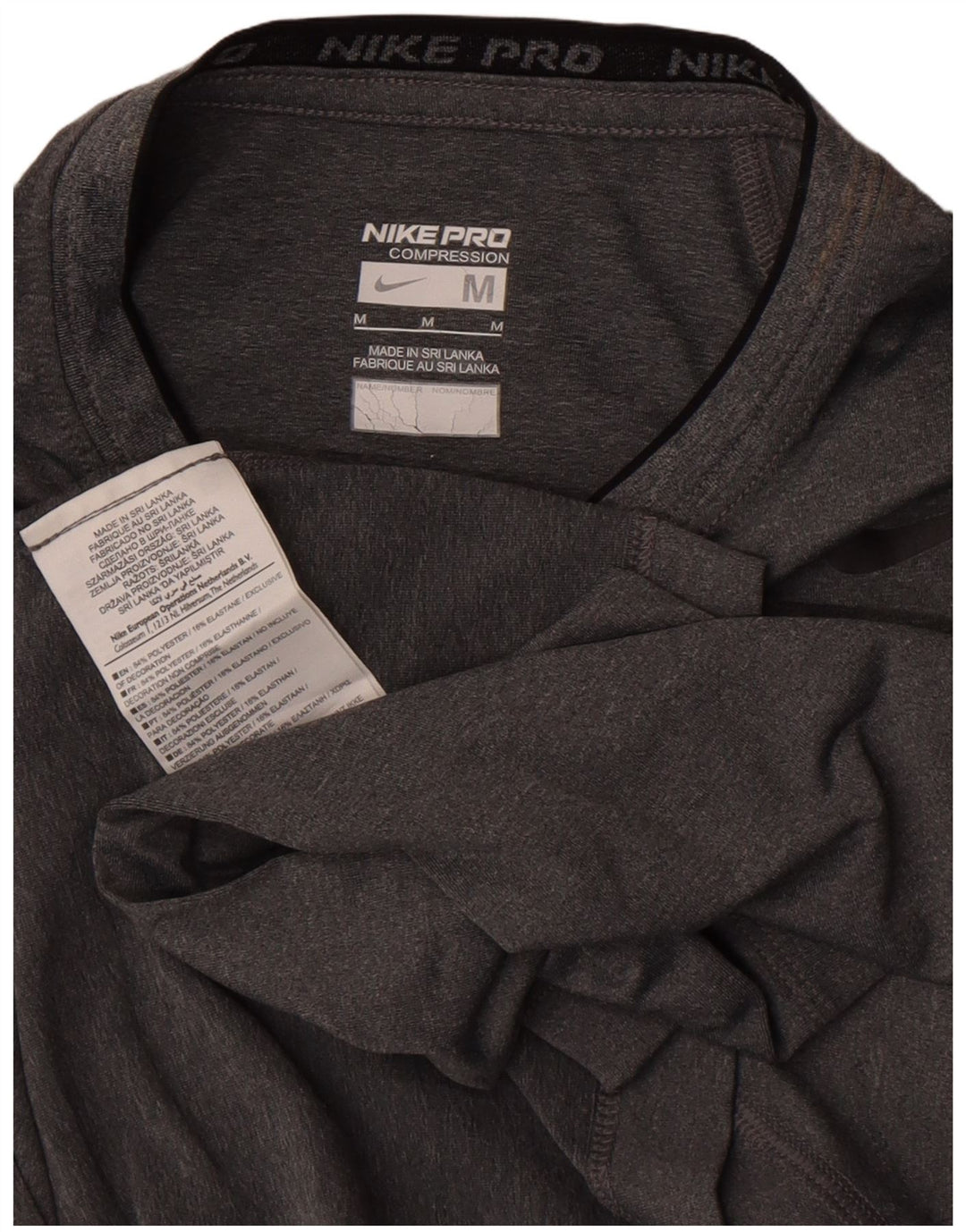 Nike Haut de Compression à Manches Longues pour Homme Gris Moyen Moucheté Polyester