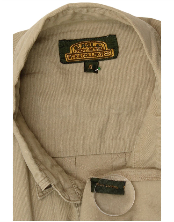 vintage Chemise à manches courtes pour hommes XL Coton Beige