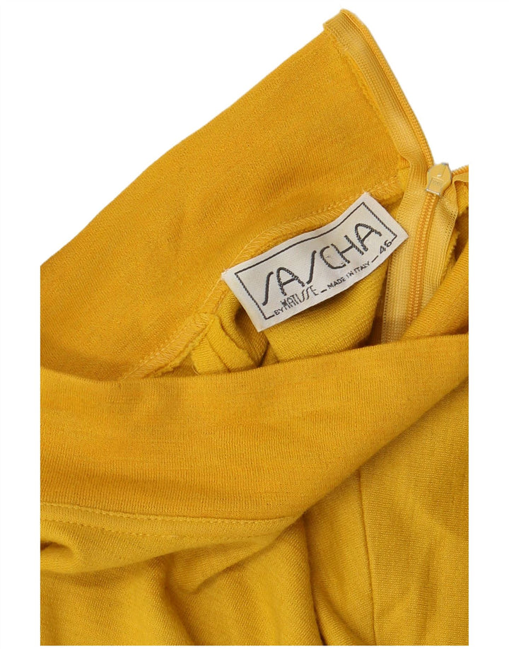 VINTAGE Haut à col zippé et manches longues pour femmes IT 46 Large Jaune