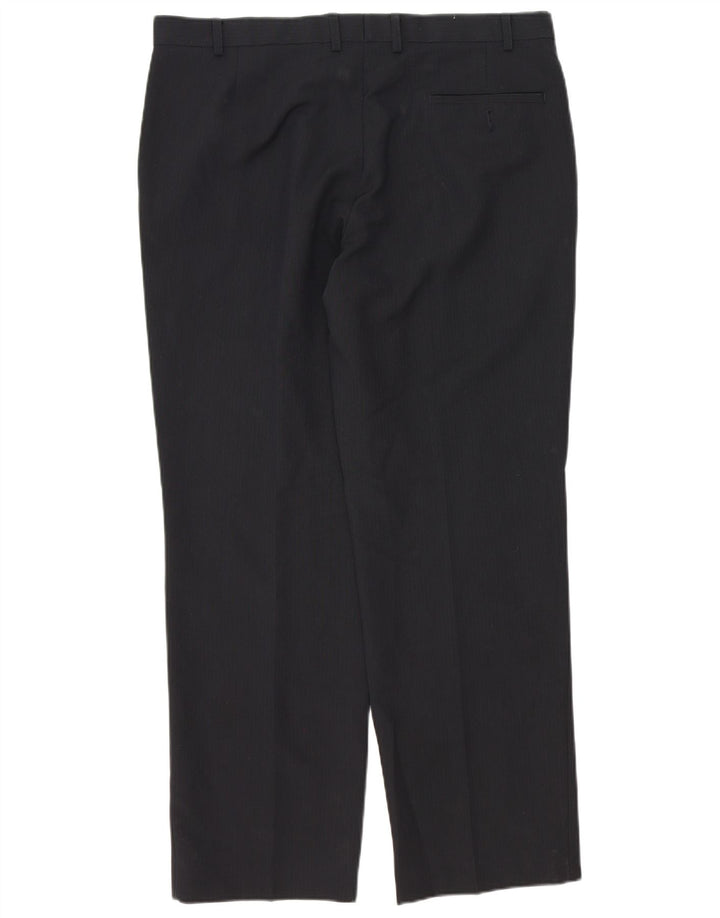 Marks & Spencer Pantalon de Costume Droit Homme W38 L31 Bleu Marine Polyester