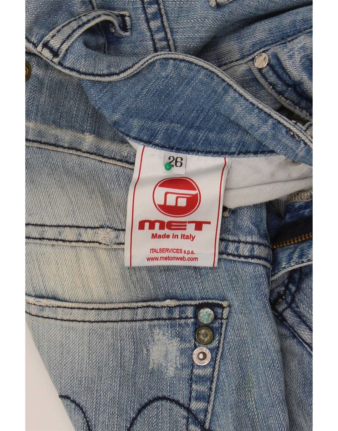 Jean Slim Femme MET W26 L30 Coton Chiné Bleu