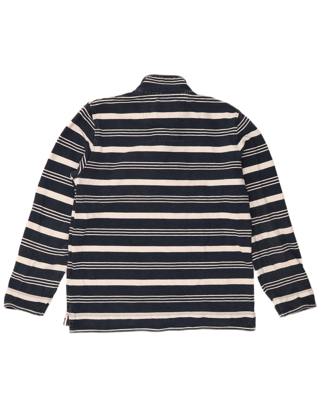 Crew Clothing Sweat-shirt à col zippé pour homme Rayé bleu marine moyen