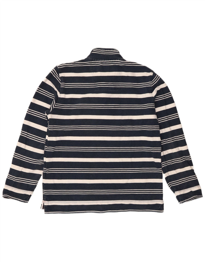 Crew Clothing Sweat-shirt à col zippé pour homme Rayé bleu marine moyen