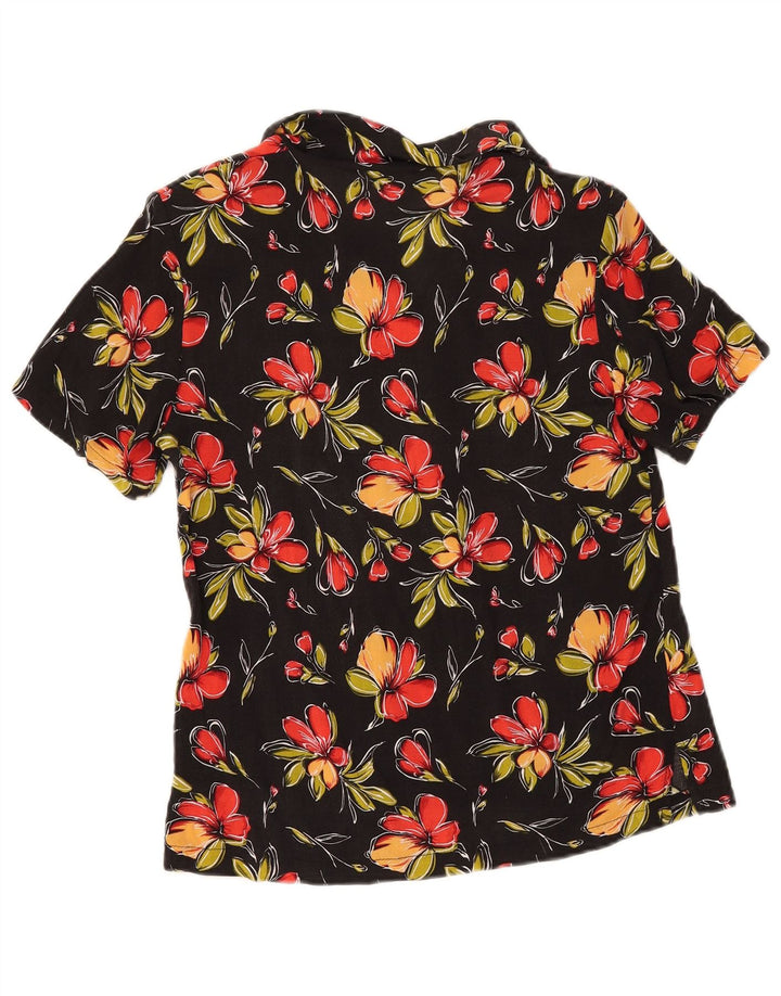 Chemise à manches courtes femme vintage IT 44 Medium Black Floral