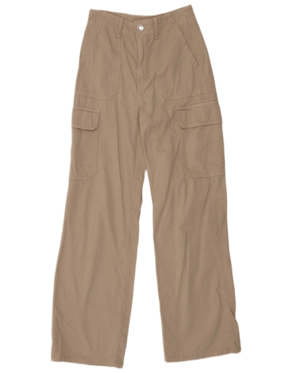 Zara Pantalon cargo taille haute jambe large pour femme EU 32 2XS W22 L29 Beige