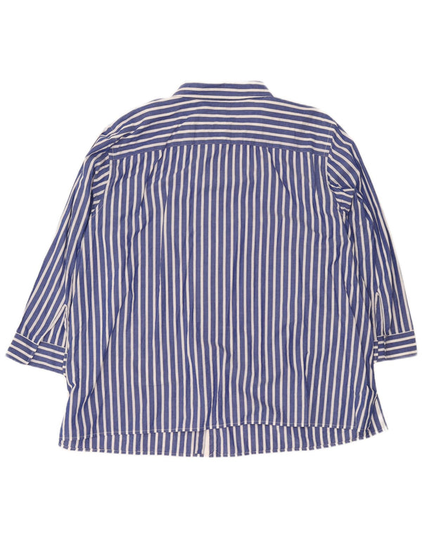 Chaps Chemise à manches 3/4 pour femme UK 22 3XL Bleu rayé en coton