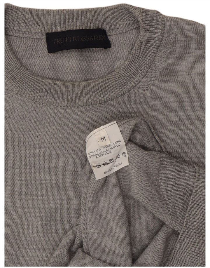 Trussardi Pull Col Ras Du Cou Laine Gris Moyen |