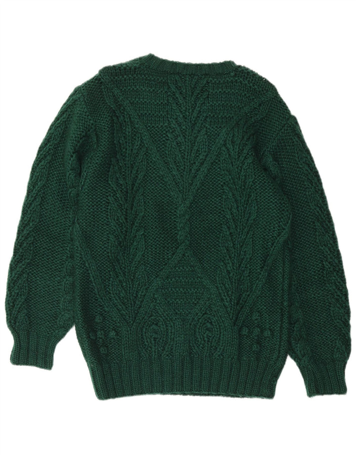 vintage Mens Crew Neck Jumper Pull Grand Vert