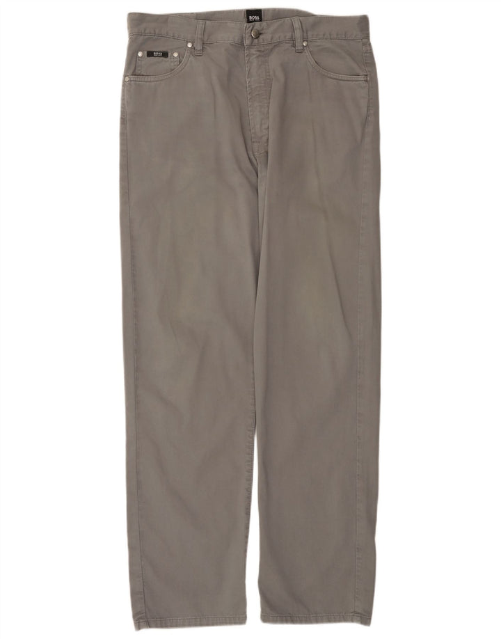 HUGO BOSS Pantalon décontracté droit Arkansas W36 L32 Homme Gris Coton