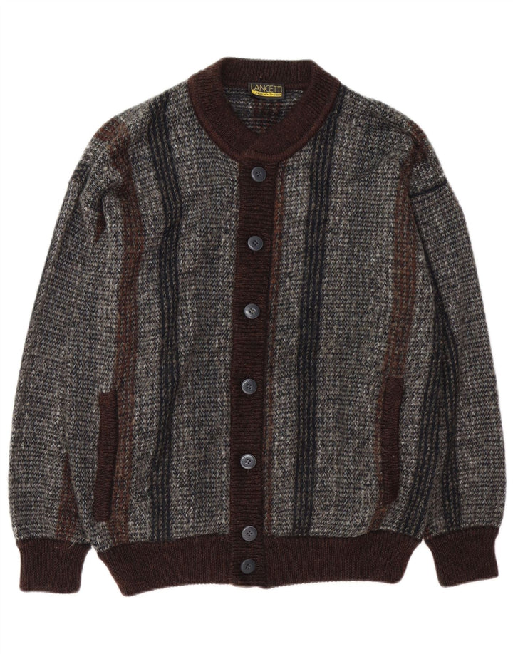 Lancetti Cardigan Homme Pull Gris Moyen Rayé